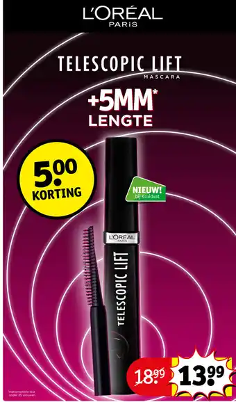 Kruidvat L'Oreal paris telescopic lift mascara +5MM lengte aanbieding