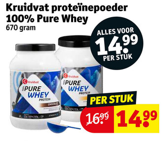 Kruidvat Proteinepoeder 100% pure whey 670 gram aanbieding