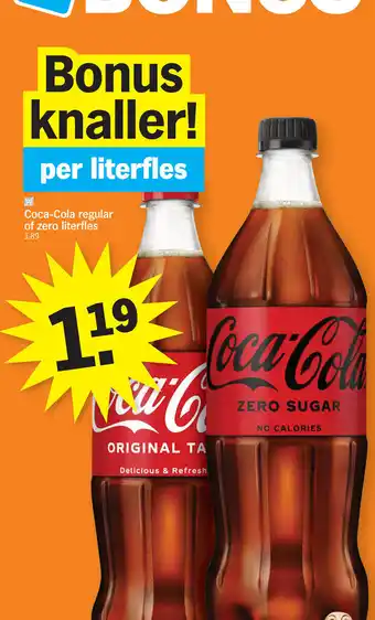 Albert Heijn Coca-cola regular or zero literfles per literfles aanbieding