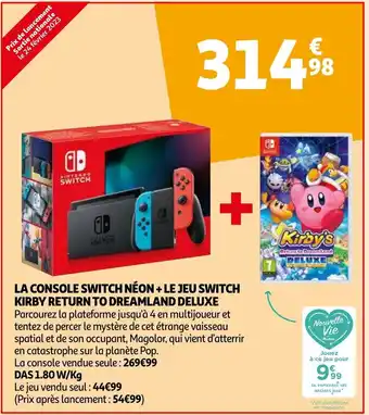 La console switch neon + le jeu switch kirby return to dreamland deluxe