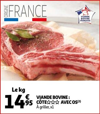 Auchan Viande bovine: cote avec os le kg aanbieding