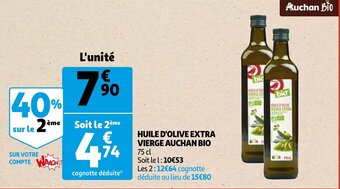 Auchan Huile d'olive extra vierge auchan bio 75cl aanbieding