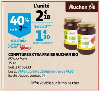 Auchan Confiture extra fraise auchan bio 350g aanbieding