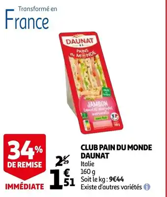Auchan Club pain du monde daunat 160g aanbieding