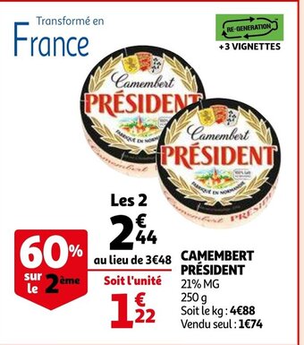 Auchan Camembert president 250g aanbieding