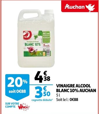Auchan Vinaigre alcool blanc 10% auchan 5L aanbieding