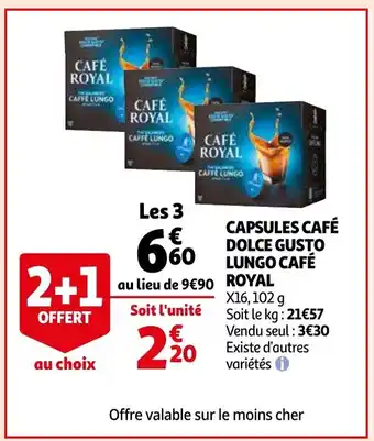 Auchan Cafe royal Capsules cafe dolce gusto lungo x16,102g aanbieding