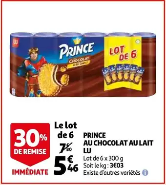 Auchan Prince au chocolat au lait lu 6 x 300g aanbieding