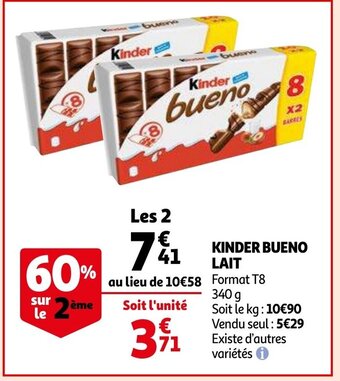 Auchan Kinder bueno lait 340g aanbieding