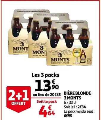 Auchan 3 Monts biere blonde 6 x 33cl aanbieding