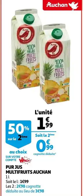 Pur jus multifruits auchan 1L