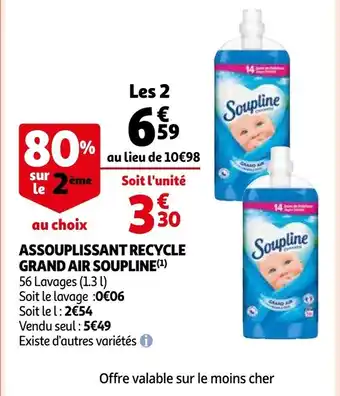 Auchan Soupline assouplissant recycle grand air 56 lavages (1.3L) aanbieding