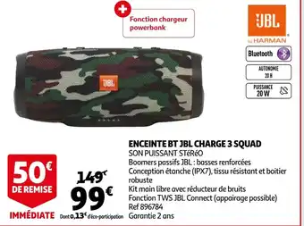 Auchan Enceinte BT JBL charge 3 squad aanbieding