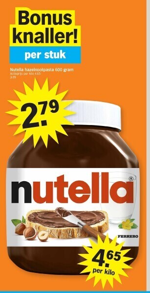 Nutella hazelnootpasta 600 gram