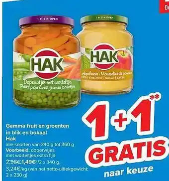 Carrefour Market Gamma fruit en groenten in blik en bokaal hak aanbieding