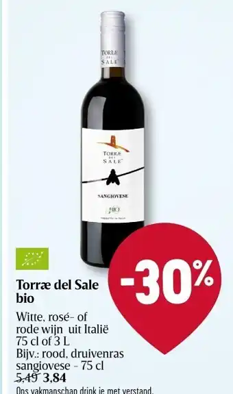 Delhaize Torræ del sale bio witte, rosé- of rode wijn uit italië 75 cl aanbieding