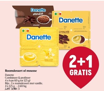 Delhaize Roomdessert of mousse danette aanbieding
