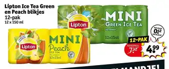 Kruidvat Lipton ice tea green en peach blikjes aanbieding