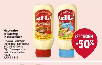 Delhaize Devos & lemmens mayonaise 2 x 450ml aanbieding