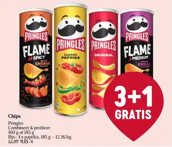 Delhaize Pringles chips 4 x 185g aanbieding