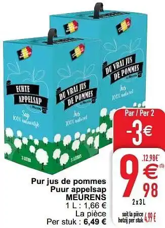 Pur jus de pommes puur appelsap meurens 1 L