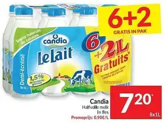 Intermarché Candia halfvolle melk ln fles 8 X 1 L aanbieding