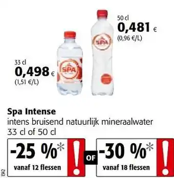 Colruyt Spa intense intens bruisend natuurlijk mineraalwater 33 cl or 50 cl aanbieding