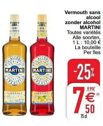 Cora Vermouth sans alcool zonder alcohol martini 75 CL aanbieding