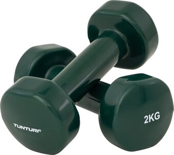 Tunturi dumbbell set - 2 x 2,0 kg - vinyl - groen - incl. gratis fitness app