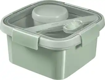 Curver smart to go eco lunchset vierkant 1,1l + bestekset & sauscup - groen