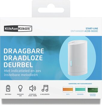 Bol.com Klikaanklikuit acdb-9000c - draadloze deurbelgong op batterijen - wit aanbieding