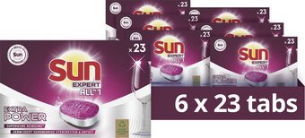 Bol.com Sun expert all-in 1 vaatwastabletten - extra power - 6 x 23 tabletten aanbieding
