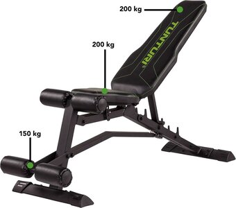 Bol.com Tunturi ub80 halterbank verstelbaar - fitnessbank belastbaar tot 200kg - trainingsbank & buikspierbank in één - incl. gratis aanbieding