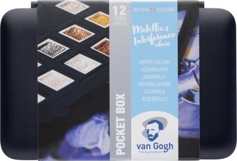 Bol.com Van gogh aquarelverf pocketbox 12 napjes met penseel - metallic en granulerende kleuren aanbieding