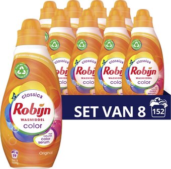 Bol.com Robijn klein & krachtig classics color vloeibaar wasmiddel - 8 x 19 wasbeurten - voordeelverpakking aanbieding