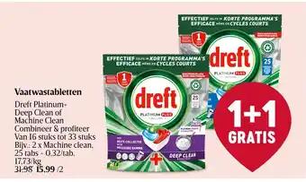 Delhaize Dreft platinum vaatwastabletten 2 x 25 tabs aanbieding