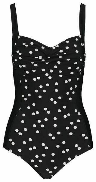HEMA Dames Badpak Medium Control Zwart/wit (zwart/wit)
