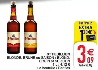 Cora St feuillien blonde, brune ou saison - blond, bruin of seizoen 1L aanbieding