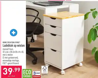 ALDI Home creation living ladeblok op wielen per stuk aanbieding