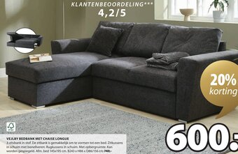 Jysk Vejlby Bedbank Met Chaise Longue aanbieding
