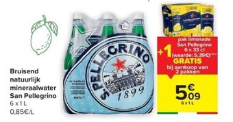 Carrefour Bruisend natuurlijk mineraalwater san pellegrino aanbieding