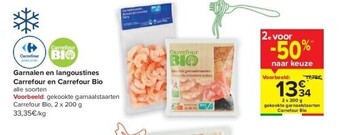 Carrefour Garnalen en langoustines carrefour en carrefour bio aanbieding
