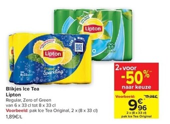 Carrefour Blikjes ice tea lipton aanbieding