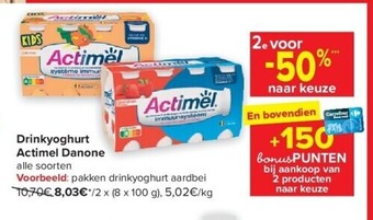Carrefour Drinkyoghurt actimel danone aanbieding