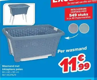 Wasmand met inklapbare poten