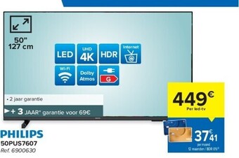 Carrefour Philips 50pus7607 50” 127 cm aanbieding