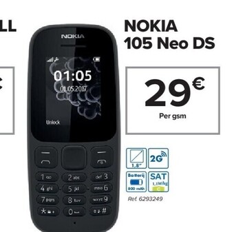 Carrefour Nokia 105 neo ds aanbieding