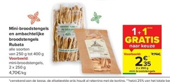 Carrefour Mini-broodstengels en ambachtelijke broodstengels rubata aanbieding