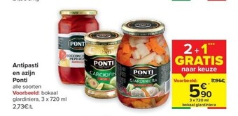 Carrefour Antipasti en azijn ponti aanbieding