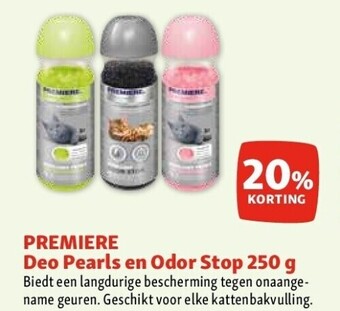 Maxi Zoo Premiere deo pearls en odor stop 250 g aanbieding